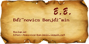 Bánovics Benjámin névjegykártya