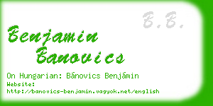 benjamin banovics business card